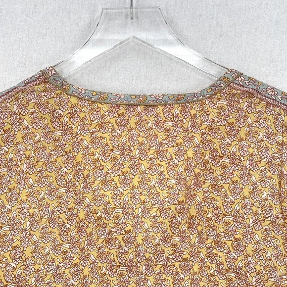 CALYPSO ST. BARTH Shirt Womens Small Gold Brown Printed Silk Long Sleeve Tunic - Picture 7 of 16